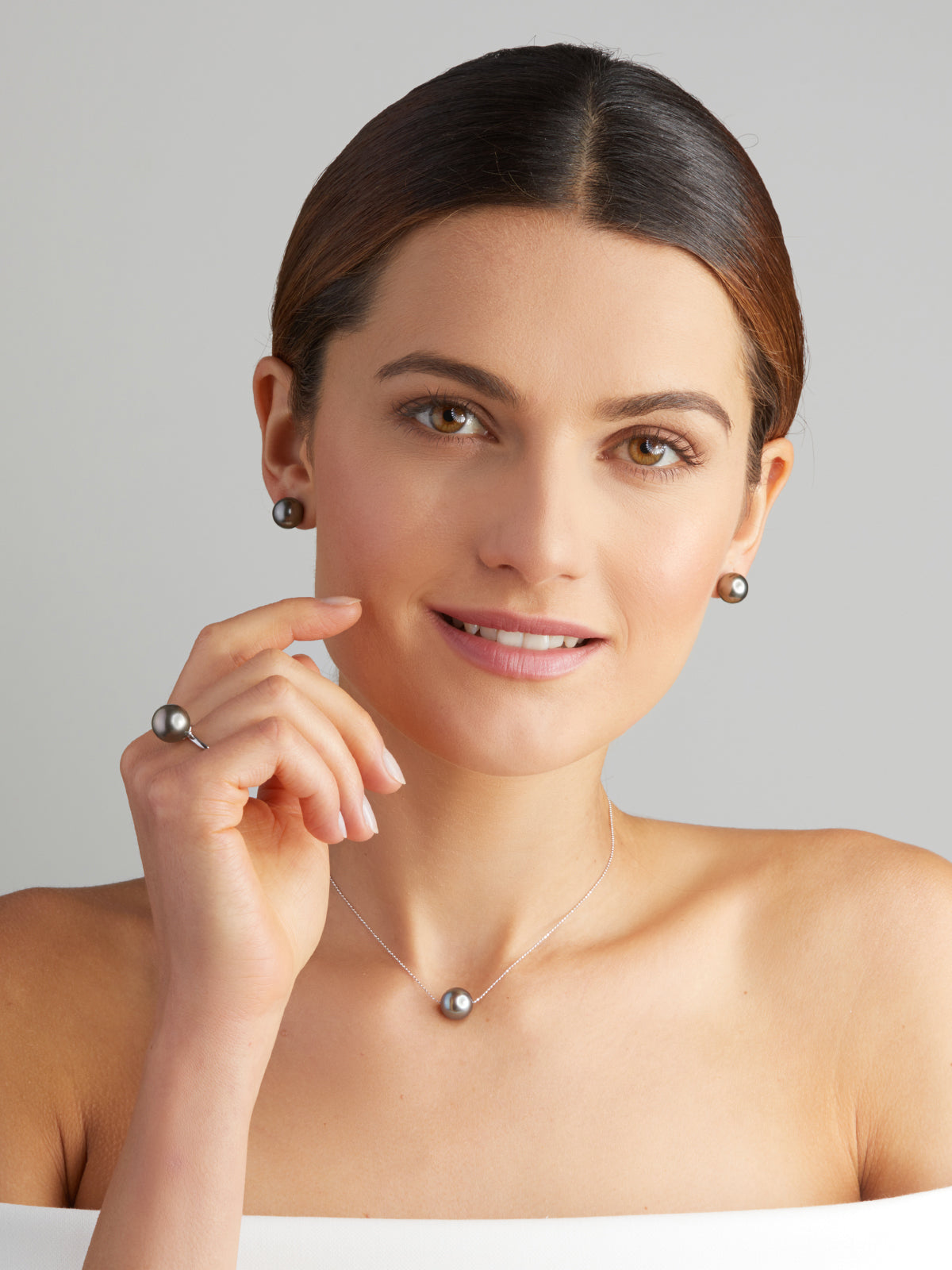 Náhrdelník YANA NESPER Bubbles z bieleho zlata s perlou Tahiti