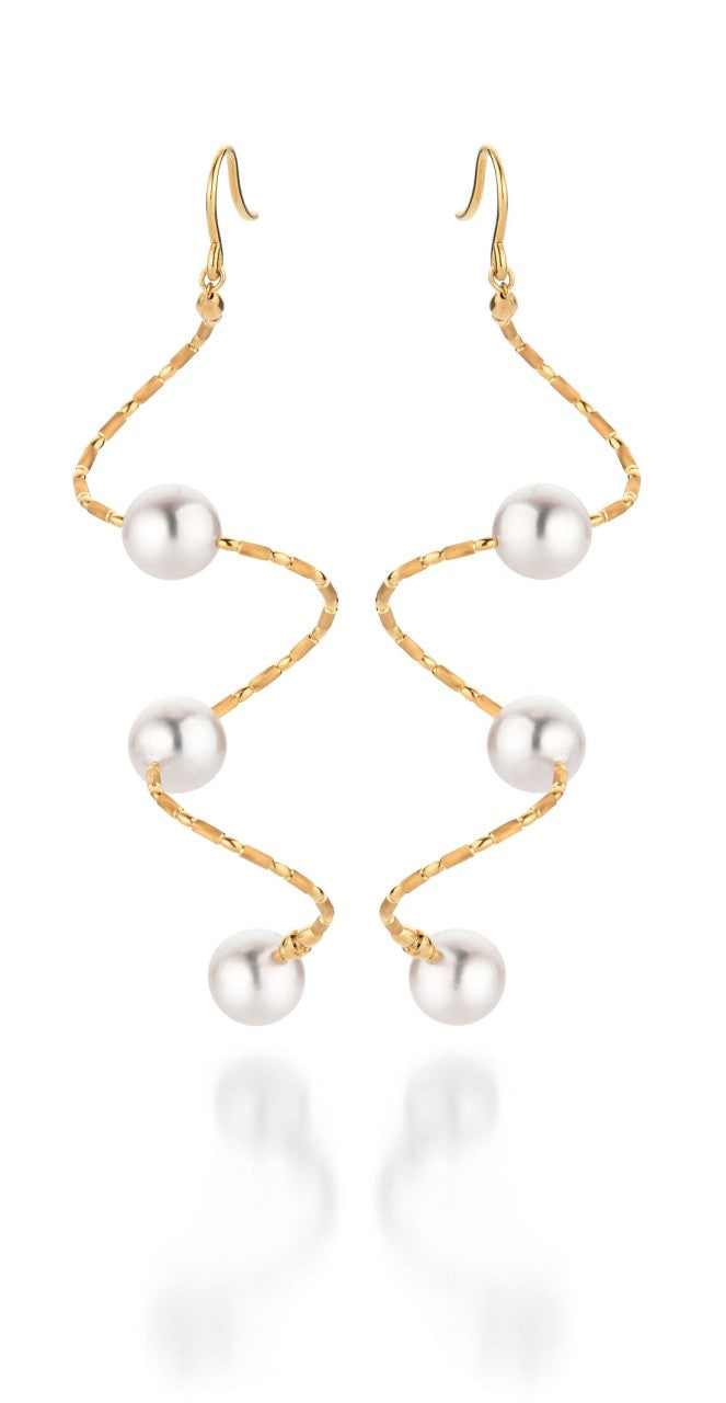 Náušnice YANA NESPER s perlami Akoya zo žltého zlata