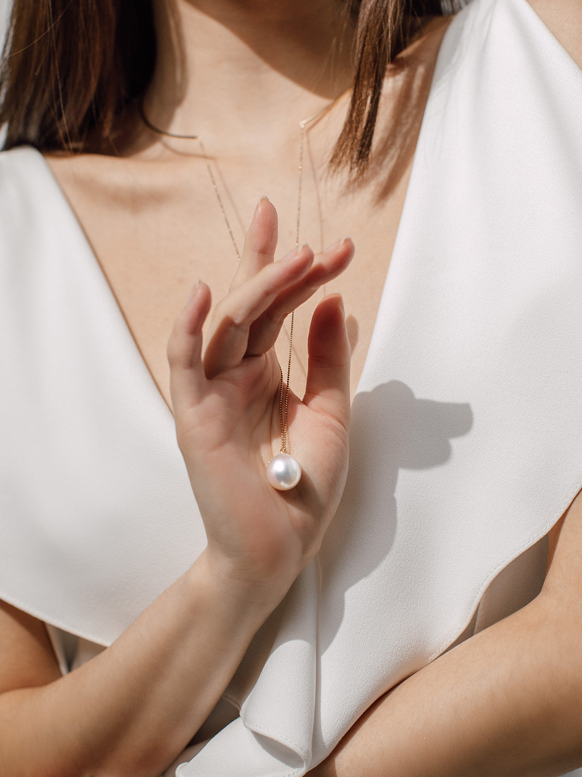 Náhrdelník YANA NESPER zo žltého zlata s perlou z Južného mora