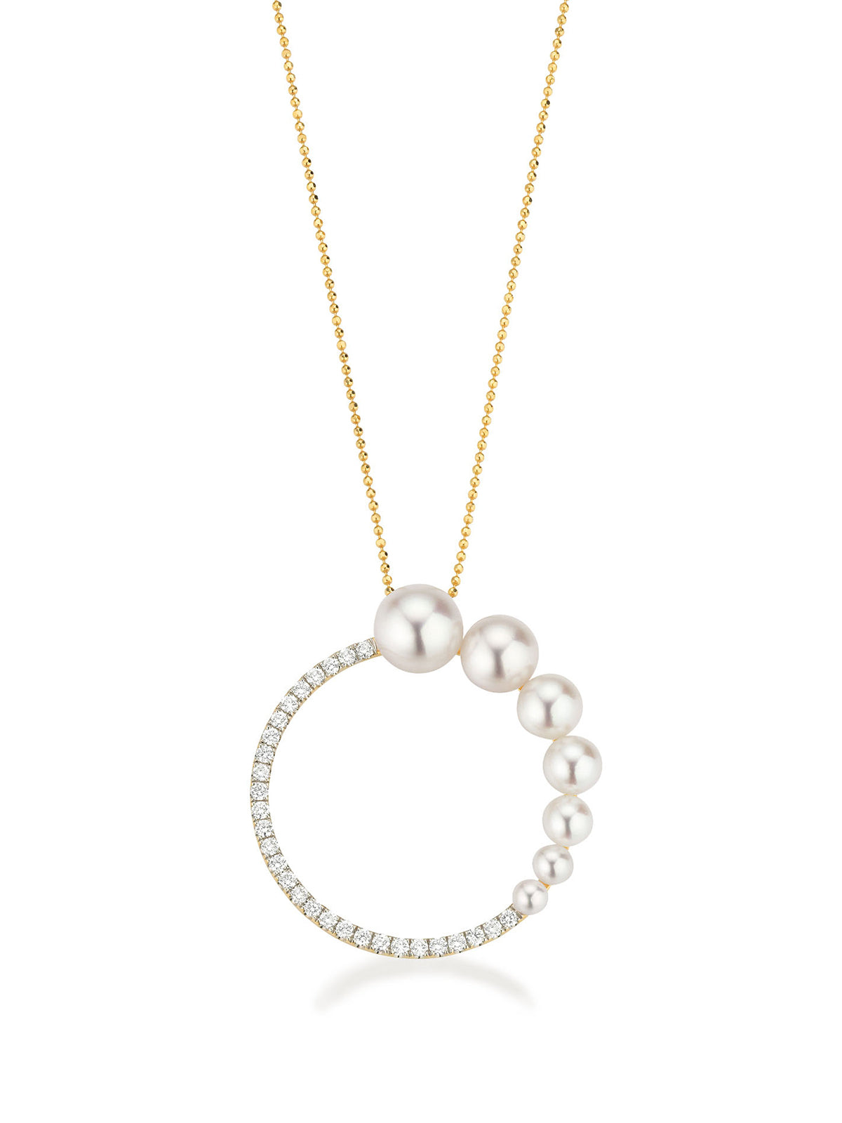Náhrdelník YANA NESPER zlatý, s diamantmi a perlovým príveskom