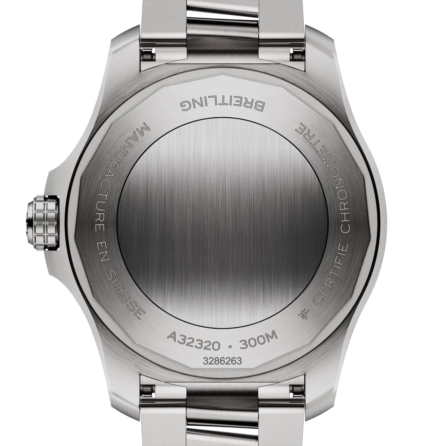 Breitling Avenger Automatic GMT 44 A32320101C1A1 — zadná strana s gravírovaním