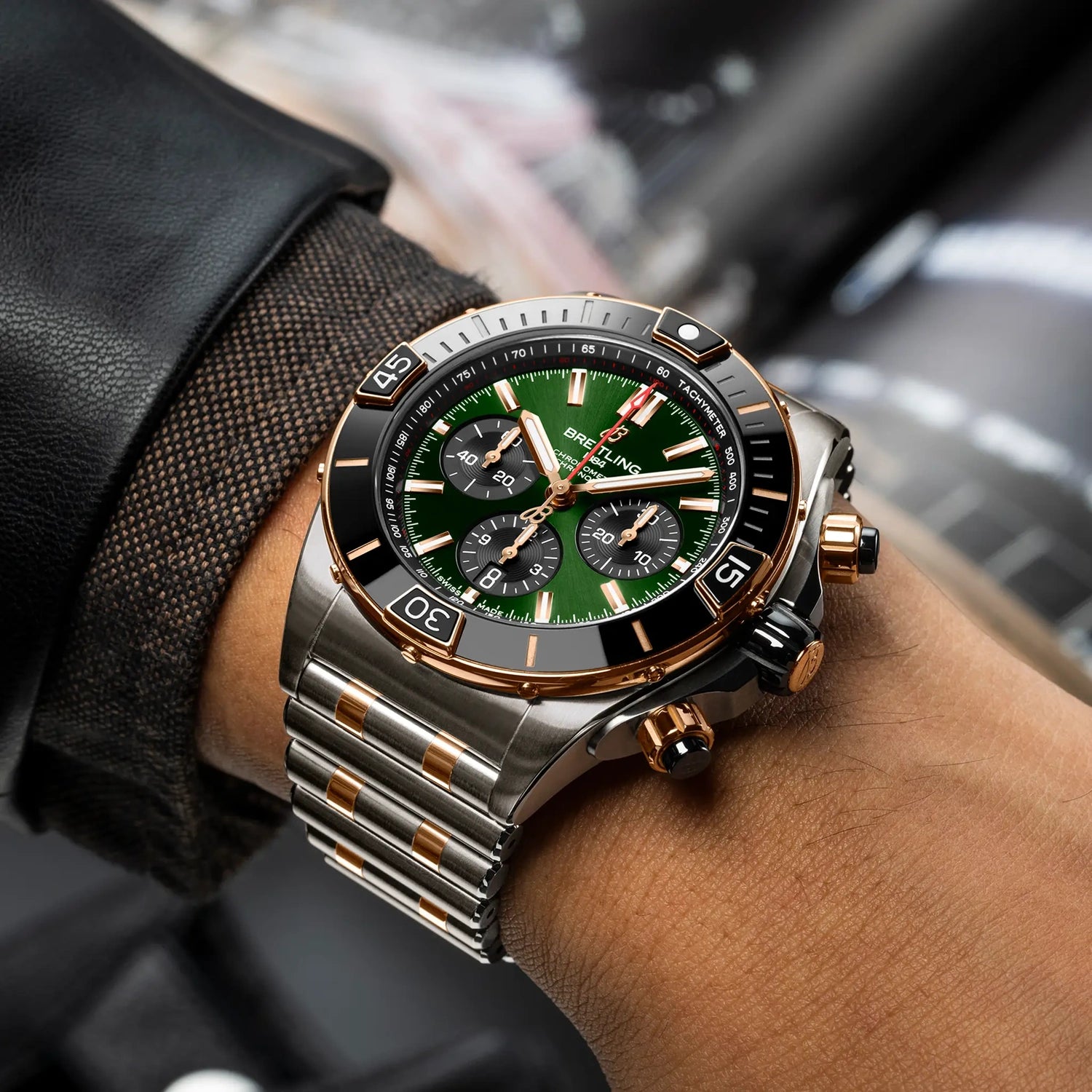 Breitling Super Chronomat B01 44 UB0136251L1U1 — lifestyle on-wrist