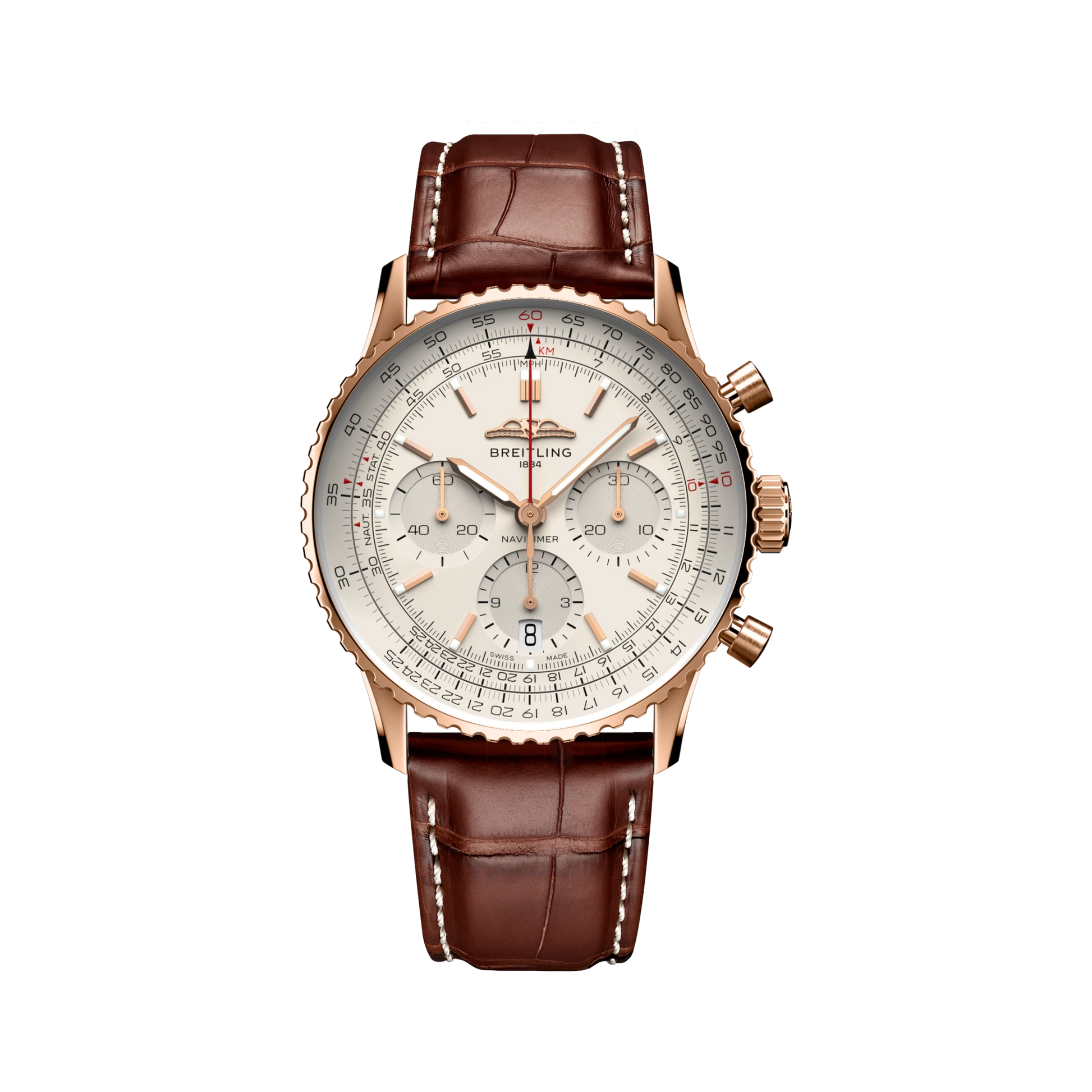 Breitling Navitimer B01 Chronograph 41, 18k červené zlato, hnedý remienok z aligátora