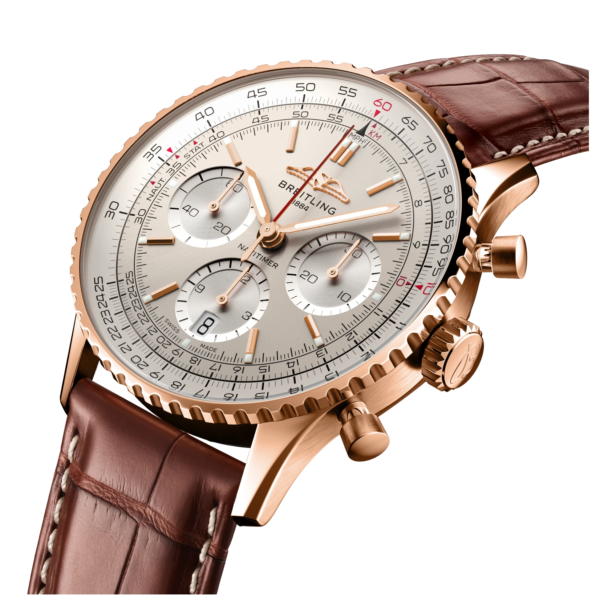 Breitling Navitimer B01 Chronograph 41, 18k červené zlato, hnedý remienok z aligátora