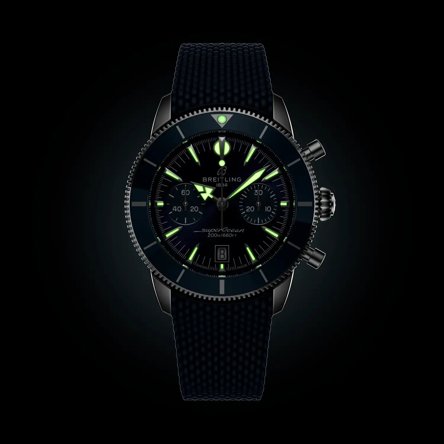 Breitling Superocean Heritage B01 Chronograph 42 AB0156161C1S1 — lume shot