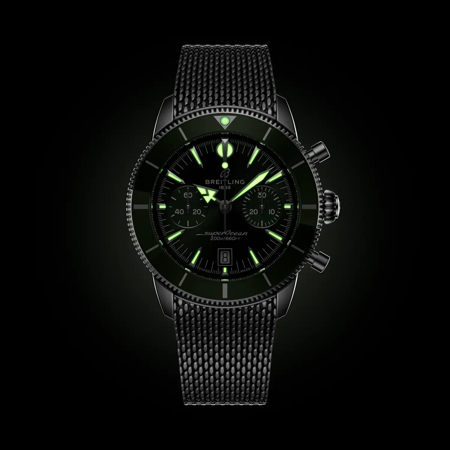 Breitling Superocean Heritage B01 Chronograph 42 AB0156361L1A1 — lume shot