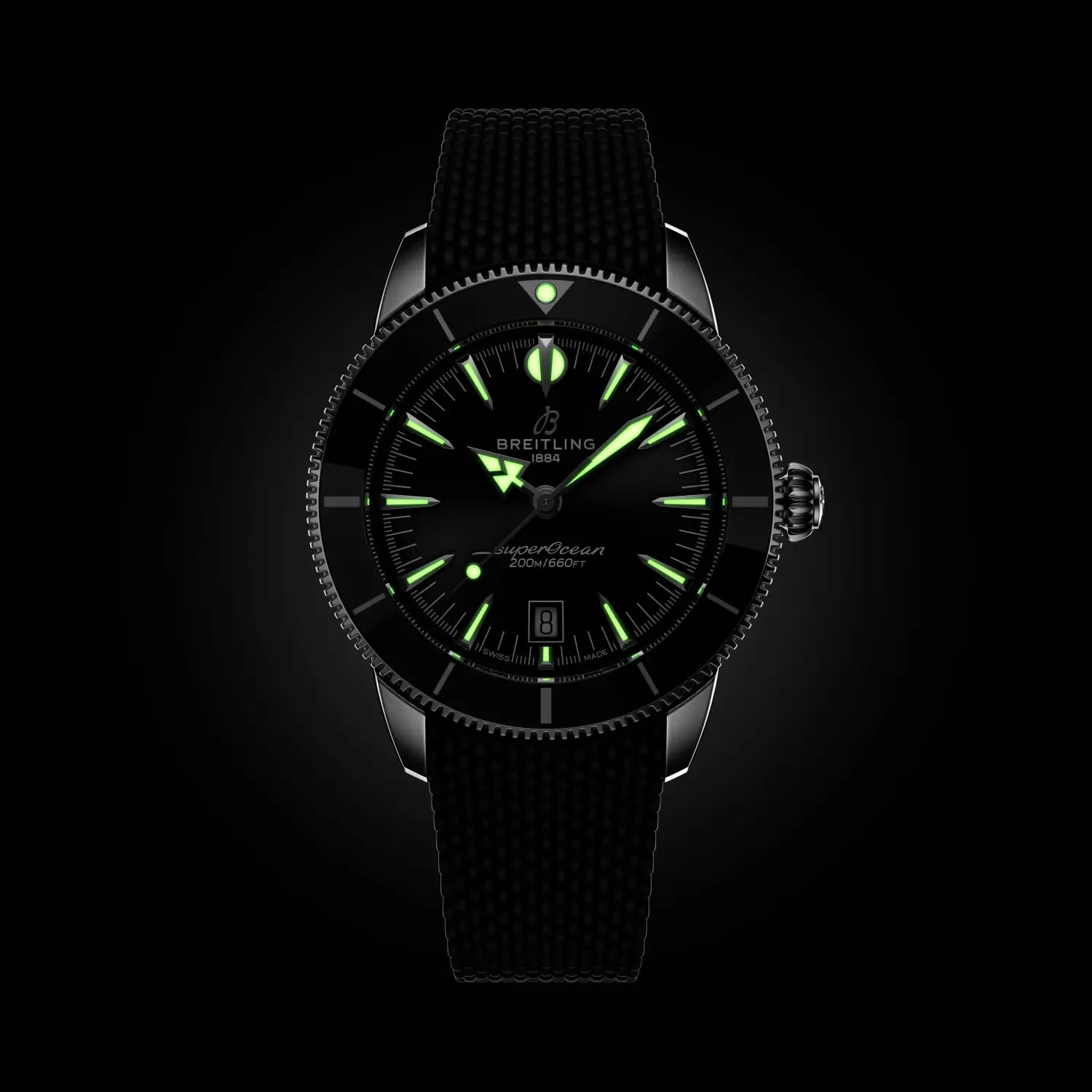Breitling Superocean Heritage B31 Automatic 44 AB3112241B1S1 — lume shot