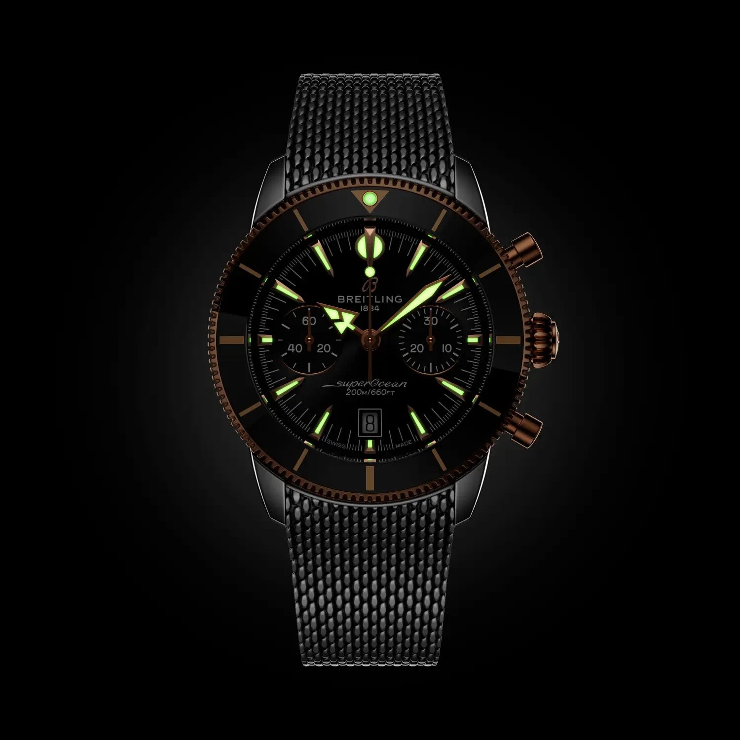 Breitling Superocean Heritage B01 Chronograph 42 UB0156H11B1A1 — lume shot