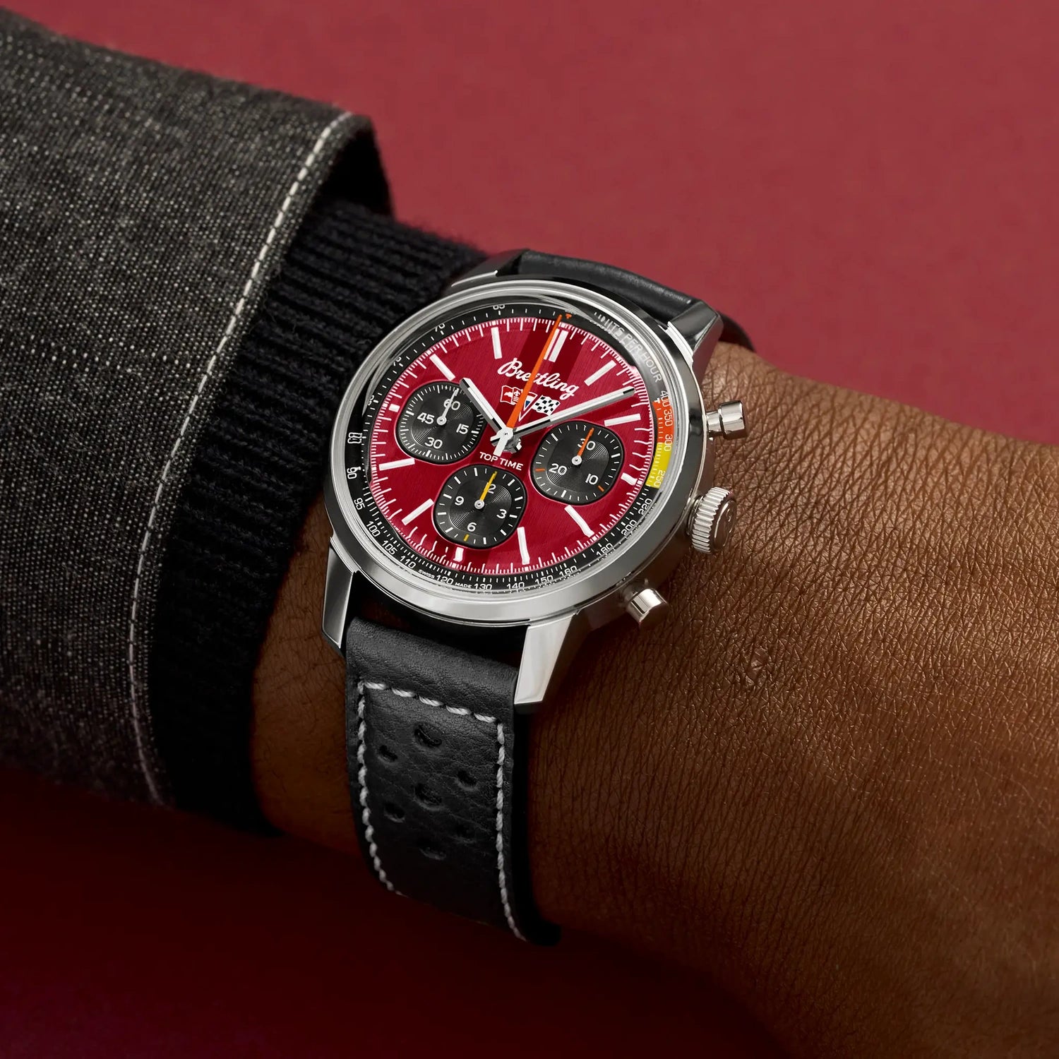 Breitling Top Time B01 Chevrolet Corvette AB01761A1K1X1 — lifestyle on-wrist