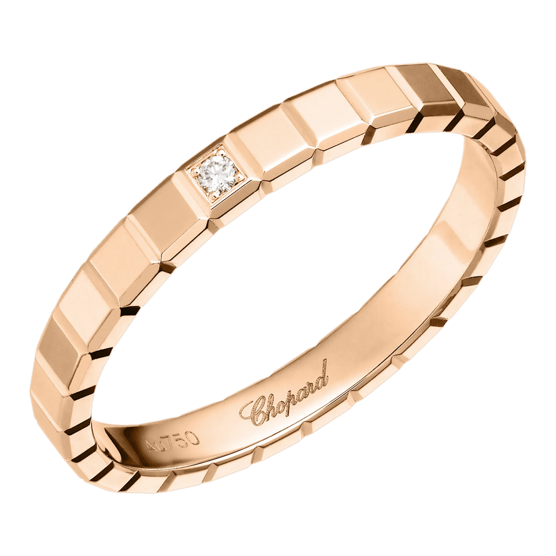 Chopard Ice Cube Prsteň z etického ružového zlata s diamantom