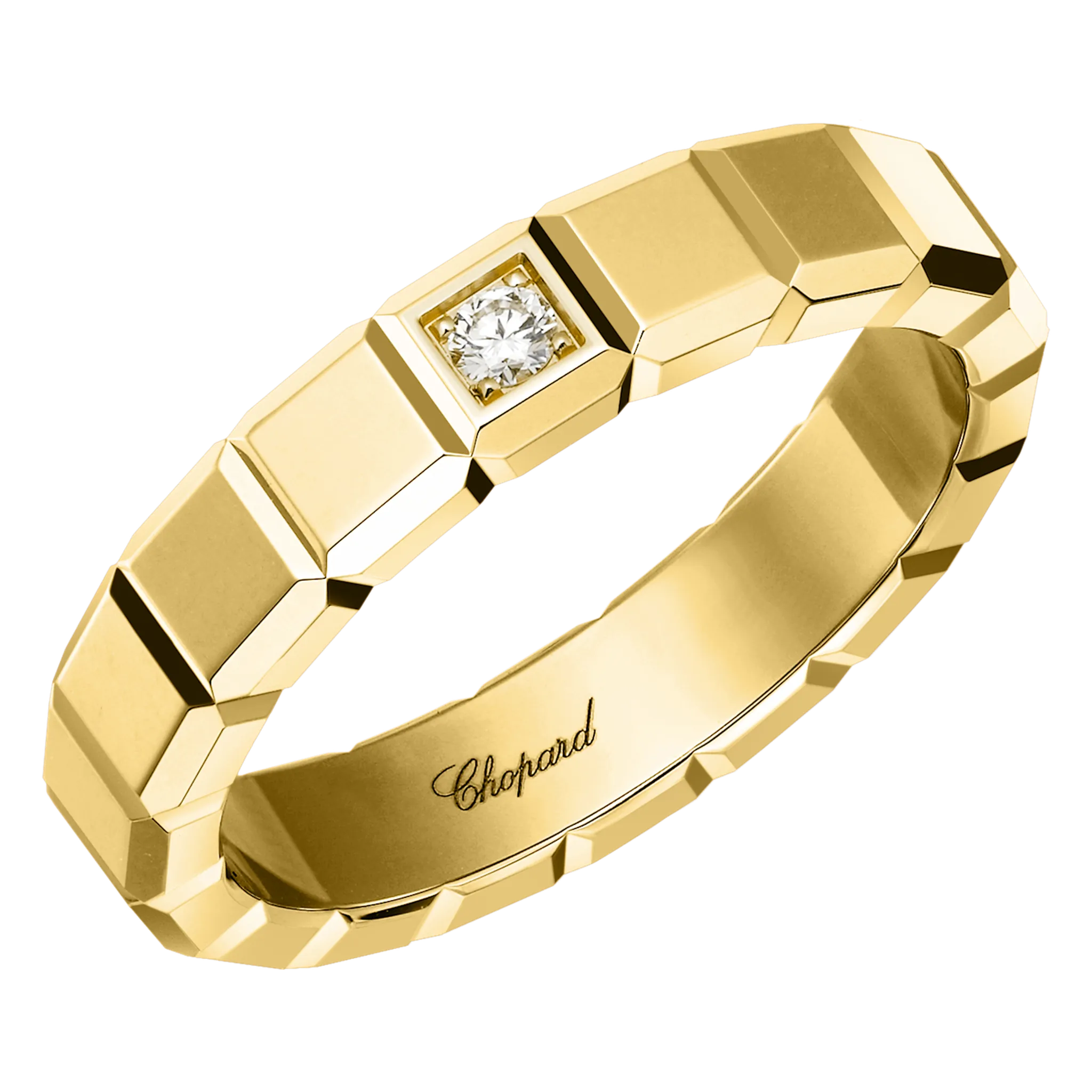 Chopard Ice Cube Prsteň z etického žltého zlata s diamantmi