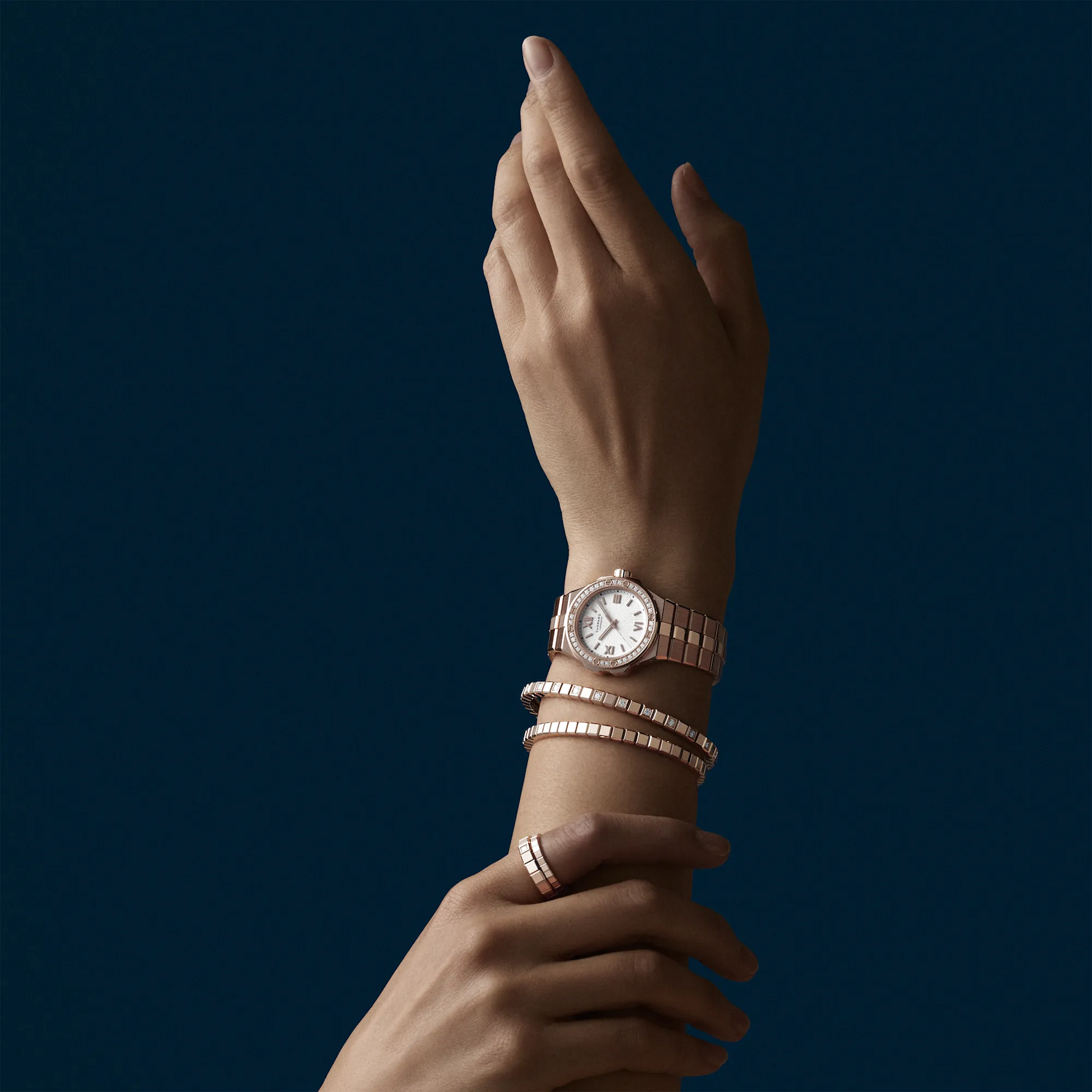 Chopard Ice Cube Prsteň z etického ružového zlata s diamantom